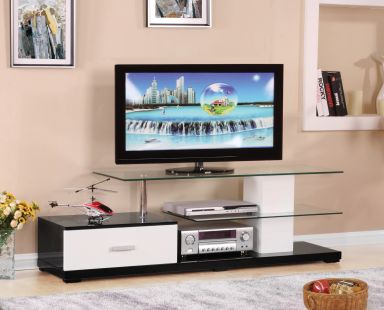 Ivana 63"L Rectangular TV Stand (White & Black)