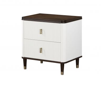 Carena 27"H 2 Drawers Nightstand w/USB (White & Walnut Finish)
