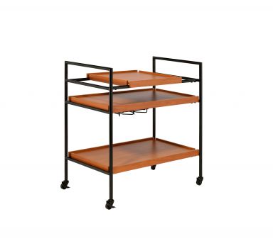Oaken 29"L Serving Cart (Honey Oak & Black)