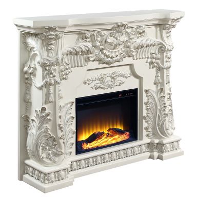 Adara 62"L Electric Fireplace (Antique White Finish)
