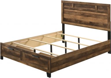 Morales Wooden Eastern King Bed w/Storage (Rustic Oak Finish)