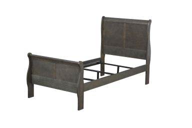 Louis Philippe Wooden Teenager Twin Bed (Dark Gray)