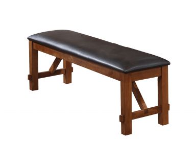 ApoLo 60"L Upholstered Bench (Espresso Synthetic Leather & walnut)