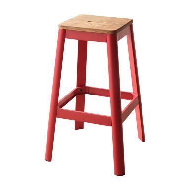 Jacotte 30"H Metal Bar Stool (Natural & Red)