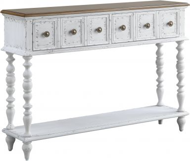 Bence 2 Drawers Rectangular Console Table (Dark Charcoal & Antique White Finish)