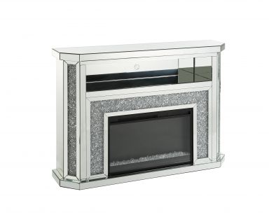 Noralie Glam Fireplace w/LED (Mirrored & Faux Diamonds)