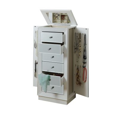Talor 18"Wide Jewelry Armoire w/6 Drawers (White)