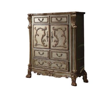 Dresden 43"L 5 Drawers Chest (Gold Patina & Bone)