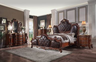 Picardy Upholstered CK Bed (Synthetic Leather & Honey Oak )