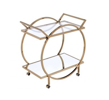 Traverse 33"L Serving Cart (Champagne & Mirrored)