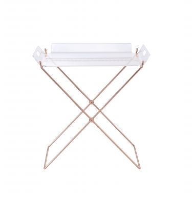 Cercie Rectangular Tray Table (Clear Acrylic & Copper)
