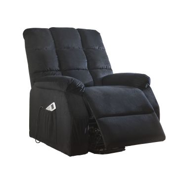 Ipompea 34"W Velvet Recliner w/Power Lift & Massage (Black Velvet)