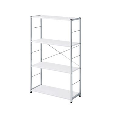 Tennos 24"L Bookshelf (White & Chrome Finish)