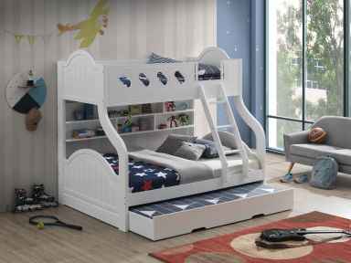 Grover Wooden Teenager Trundle (Twin)-Optional (White)