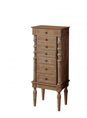 Taline 16"Wide Jewelry Armoire w/6 Drawers (Weathered Oak)