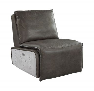 Metier Top Grain Leather Power Motion Recliner (Gray Top Grain Leather & Aluminum)