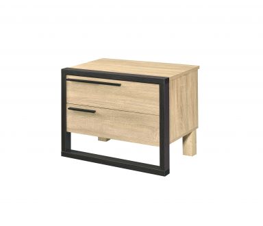 Erasto 2 Drawers Rectangular Accent Table (Oak & Black Finish)