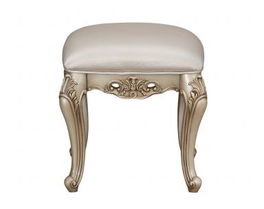 Gorsedd 19"H Upholstered Vanity Stool (Fabric & Golden Ivory Finish)