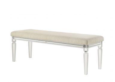 Tarian 54"L Upholstered Bench (Pearl White Finish)