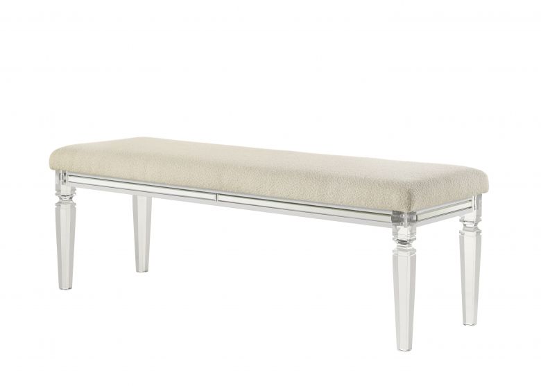 Tarian 54"L Upholstered Bench (Pearl White Finish)