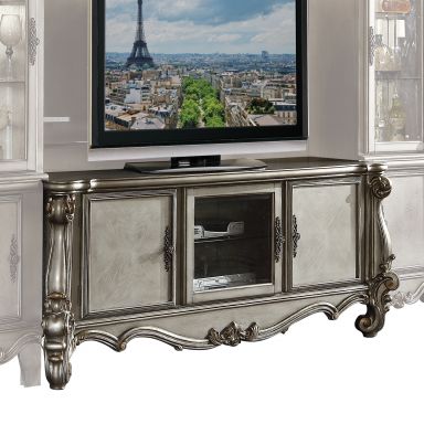 Versailles 74"L Rectangular TV Stand (Antique Platinum)