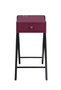Fierce Rectangular Accent Table w/USB (Burgundy & Black)