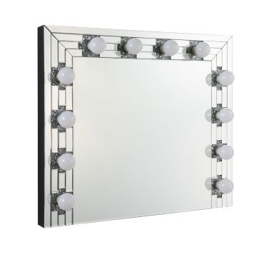 Noralie 32"L x 28"H Rectangular Accent Mirror (Mirrored & Faux Diamonds)