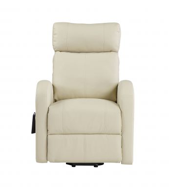 Ricardo 28"W Upholstered Power  Motion Recliner w/Lift (Beige Synthetic Leather)